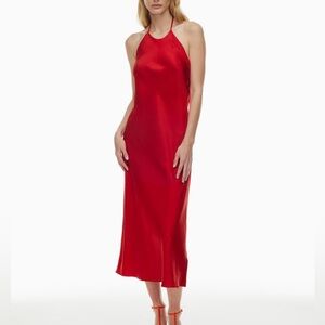 Aritizia Red Halter Silk Dress